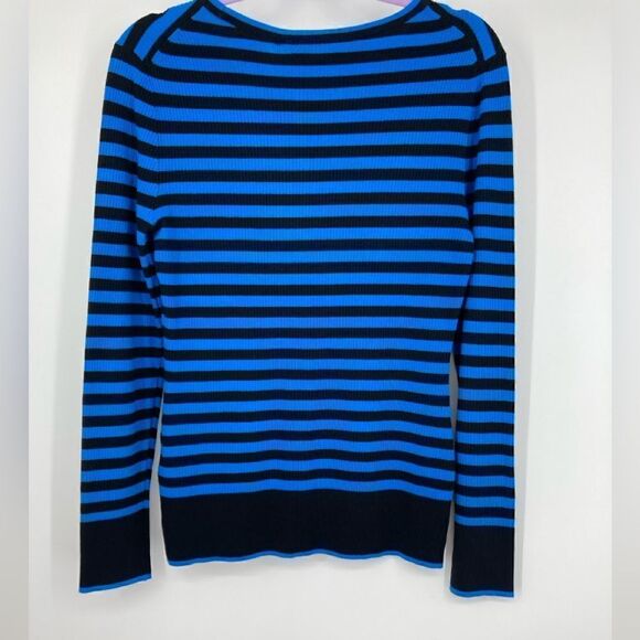 NWT Karl Lagerfeld Paris Signature Black/Blue Knit Sweater Size M - Picture 5 of 10